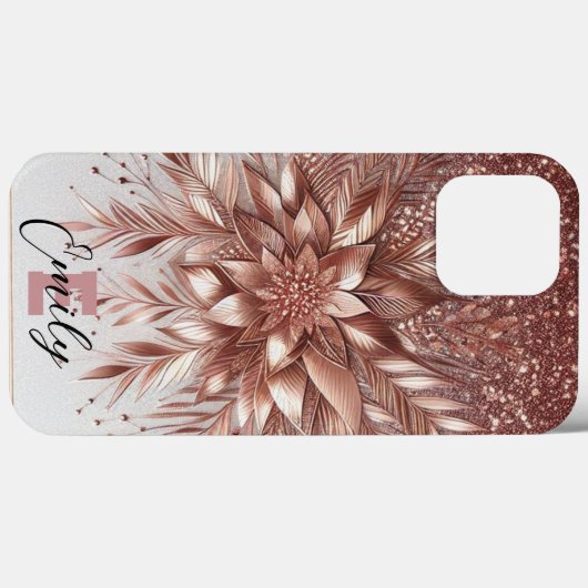 Modern elegant rozen goud met bloemencurve12 Case-Mate iPhone case (Achterkant (horizontaal))
