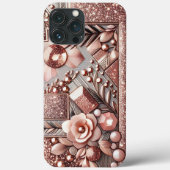 Modern elegant rozen goud met bloemencurve13 Case-Mate iPhone case (Achterkant)