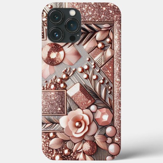 Modern elegant rozen goud met bloemencurve13 Case-Mate iPhone case (Achterkant)