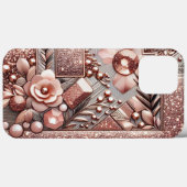 Modern elegant rozen goud met bloemencurve13 Case-Mate iPhone case (Achterkant (horizontaal))