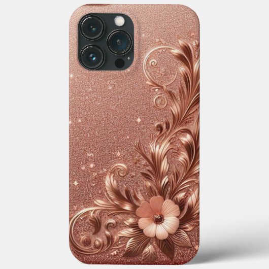 Modern elegant rozen goud met bloemencurve2 Case-Mate iPhone case (Achterkant)