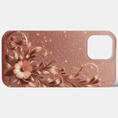 Modern elegant rozen goud met bloemencurve2 Case-Mate iPhone case (Achterkant (horizontaal))