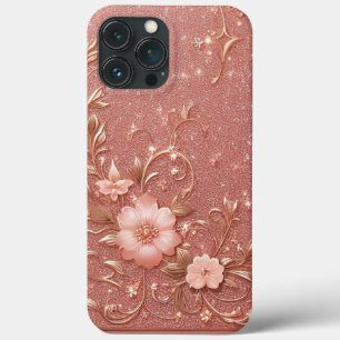 Modern elegant rozen goud met bloemenkromme9 Case-Mate iPhone case