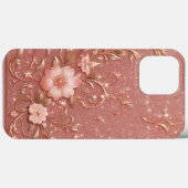 Modern elegant rozen goud met bloemenkromme9 Case-Mate iPhone case (Achterkant (horizontaal))