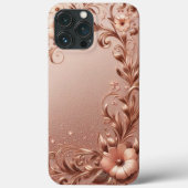Modern elegant rozen goud met bloemenkromme Case-Mate iPhone case (Achterkant)