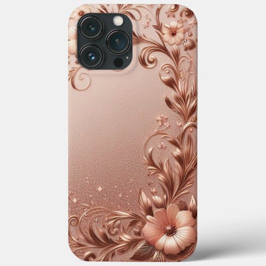 Modern elegant rozen goud met bloemenkromme Case-Mate iPhone case (Achterkant)