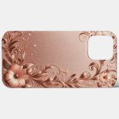 Modern elegant rozen goud met bloemenkromme Case-Mate iPhone case (Achterkant (horizontaal))
