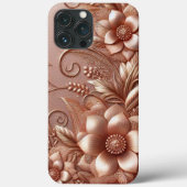 Modern elegant rozen goud met bloemenkromme Case-Mate iPhone case (Achterkant)
