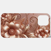 Modern elegant rozen goud met bloemenkromme Case-Mate iPhone case (Achterkant (horizontaal))