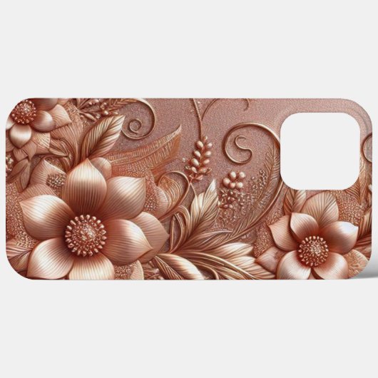 Modern elegant rozen goud met bloemenkromme Case-Mate iPhone case (Achterkant (horizontaal))