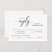 Modern Elegant RSVP, Black Font, reageren Informatiekaartje (Voorkant / Achterkant)