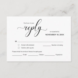 Modern Elegant RSVP, Black Font, reageren Informatiekaartje