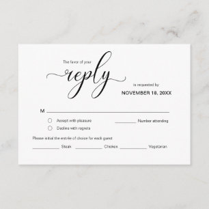 Modern Elegant RSVP, Black Font, reageren Informatiekaartje