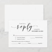 Modern Elegant RSVP, Black Font, reageren Informatiekaartje (Voorkant / Achterkant)