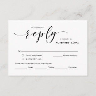 Modern Elegant RSVP, Black Font, reageren Informatiekaartje