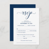 Modern Elegant RSVP, marineblauw, reageren Informatiekaartje (Voorkant / Achterkant)