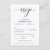 Modern Elegant RSVP, marineblauw, reageren Informatiekaartje (Voorkant)