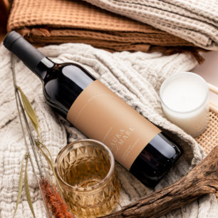 Modern Elegant Rust Boho Arch Minimalist Weddensch Wijn Etiket