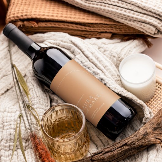 Modern Elegant Rust Boho Arch Minimalist Weddensch Wijn Etiket