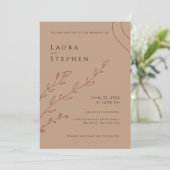 Modern Elegant Rust Botanical Wedding Invitation Kaart (Staand voorkant)