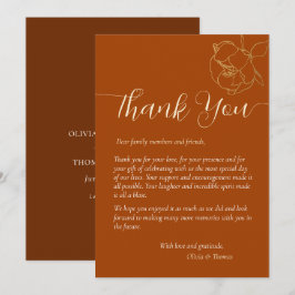 Modern Elegant Rust Brown Fall Wedding Dank je Kaart