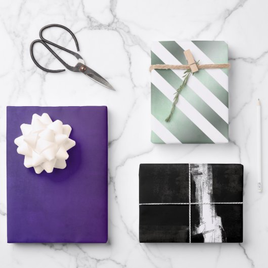 Modern Elegant Rustic Abstract en gestript Inpakpapier Vel (Voorkant)