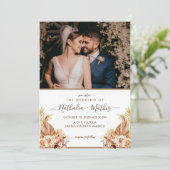 Modern Elegant Rustic met Photo Wedding Kaart (Staand voorkant)