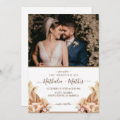 Modern Elegant Rustic met Photo Wedding Kaart (Voorkant / Achterkant)