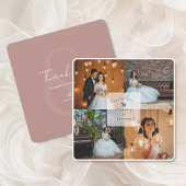Modern Elegant Rustic Roze 4 Foto Collage Wedding Bedankkaart