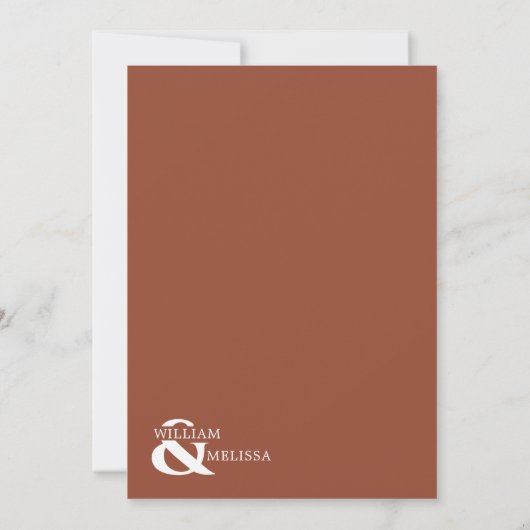 Modern Elegant Rustic Terracotta en White Wedding Kaart (Achterkant)