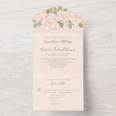 Modern Elegant Rustic Waterverf Floral Coral All In One Uitnodiging (Binnen)