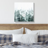 Modern Elegant Rustic Winter Green Custom Monogram Canvas Afdruk (Insitu (Slaapkamer))