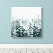 Modern Elegant Rustic Winter Green Custom Monogram Canvas Afdruk (Insitu (Houten vloer))
