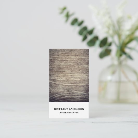 Modern Elegant  Rustic Wood Monogram Visitekaartje (Staand voorkant)