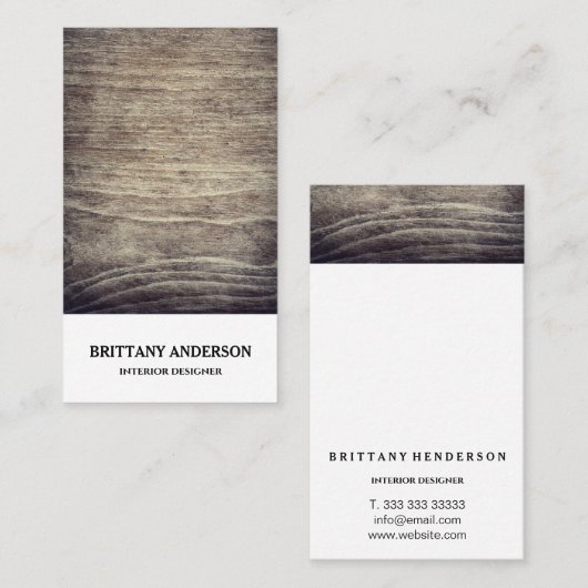 Modern Elegant  Rustic Wood Monogram Visitekaartje (Voorkant / Achterkant)