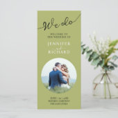 Modern Elegant Sage Foto Huwelijksprogramma (Staand voorkant)