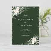 Modern Elegant Sage Green Boho Floral Wedding  Kaart (Staand voorkant)