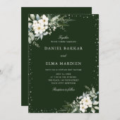 Modern Elegant Sage Green Boho Floral Wedding  Kaart (Voorkant / Achterkant)