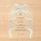 Modern Elegant Sage Green Bow Wedding Arch Acryl Uitnodigingen (Voorkant)