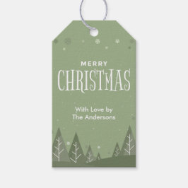 Modern Elegant Sage Green Merry kerst Cadeaulabel