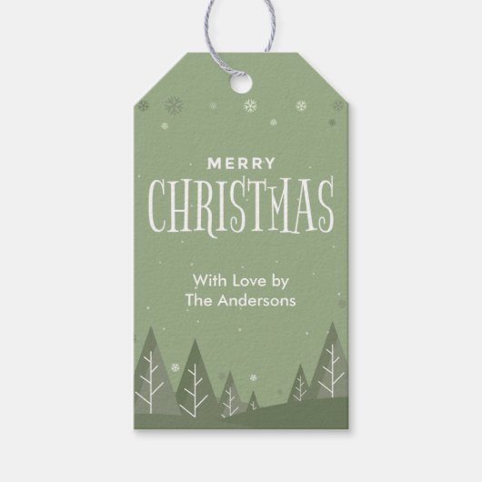 Modern Elegant Sage Green Merry kerst Cadeaulabel (Voorkant)