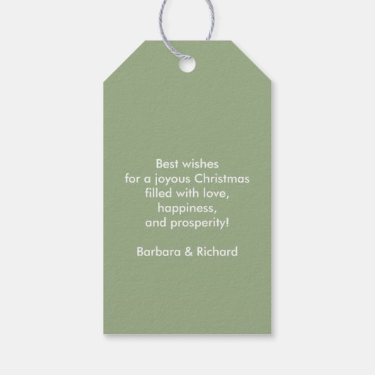 Modern Elegant Sage Green Merry kerst Cadeaulabel (Achterkant)