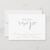 Modern Elegant Sage Green Neutral White Wedding RSVP Kaartje (Voorkant)
