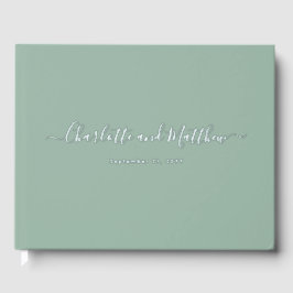 Modern Elegant Sage Green Personalize Wedding Gastenboek