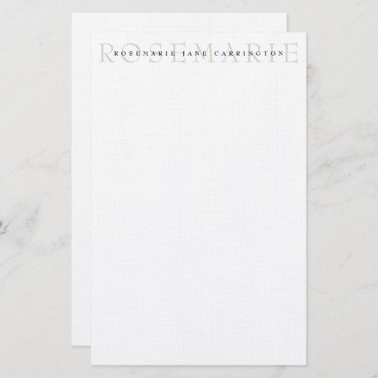 Modern Elegant Sage Green Personalized Stationery Briefpapier (Voorkant / Achterkant)