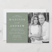 Modern Elegant Sage Green Photo Wedding Kaart (Voorkant)