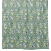 Modern elegant Sage Green Silver Leaves Douchegordijn (Voorkant)
