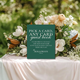 Modern Elegant Sage Green Spelen Kaart Gastboek Reclamebord Met Voetstuk