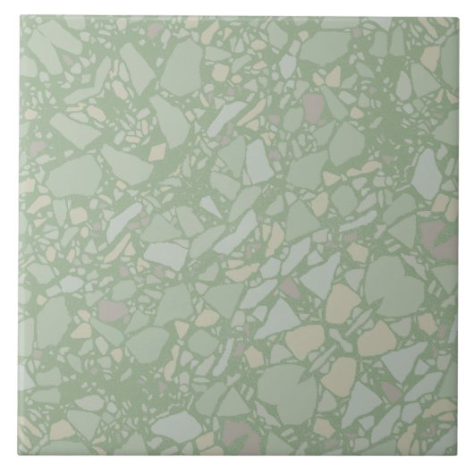 Modern Elegant Sage Green Terrazzo Effect Tegel Tegeltje (Voorkant)