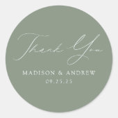 Modern Elegant Sage Green Wedding Bedankt Ronde Sticker (Voorkant)